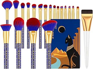 19-Piece Egyptian Style Makeup Brush Set for Face and Blending