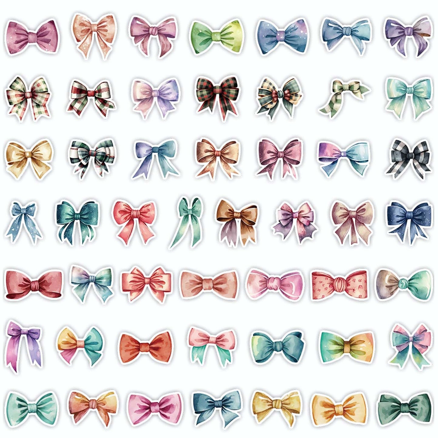 50 Bowknot Stickers for Laptop, Water Bottle, Car, and More