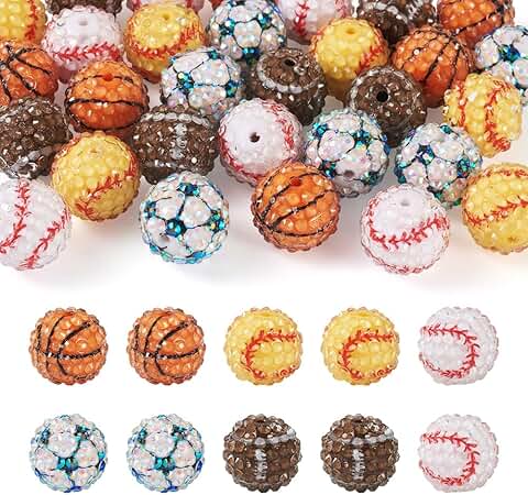30pcs Rhinestone Bubblegum Beads for Jewelry Making