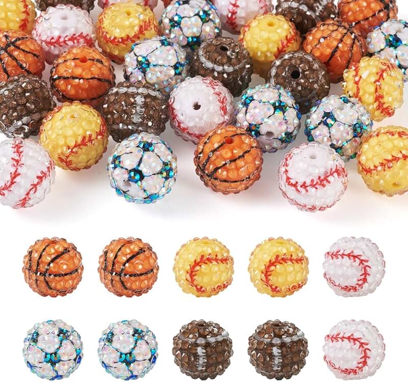 30pcs Rhinestone Bubblegum Beads for Jewelry Making
