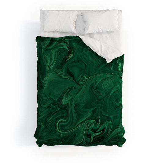 2021 Cotton Comforter, Full, Sheila Wenzel-Ganny Emerald Green Abstract