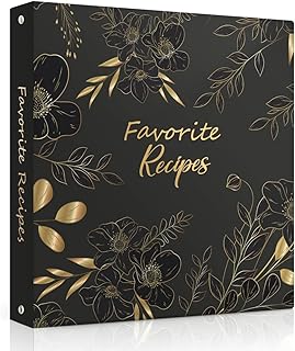 Black floral recipe binder with sleeves and dividers