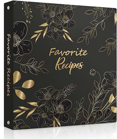 Black floral recipe binder with sleeves and dividers