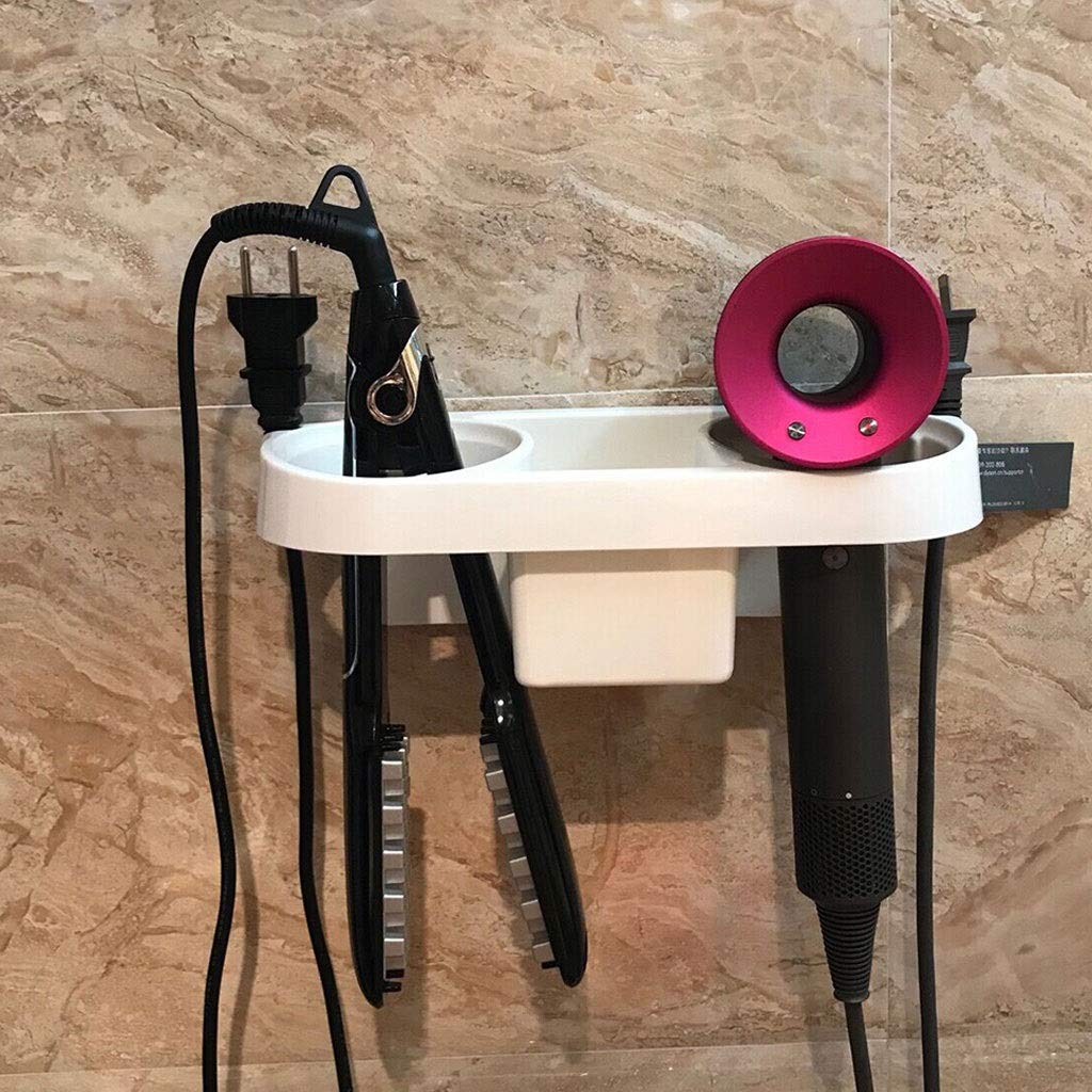 Bathroom Wall Shelf Wall Mounted Hair Dryer Rack Storage Organizer Hairdryer Support Holder Plastic Storage Racks