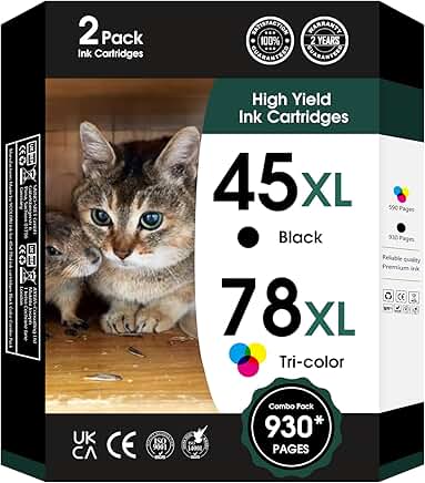 Black and color ink cartridge set for printers