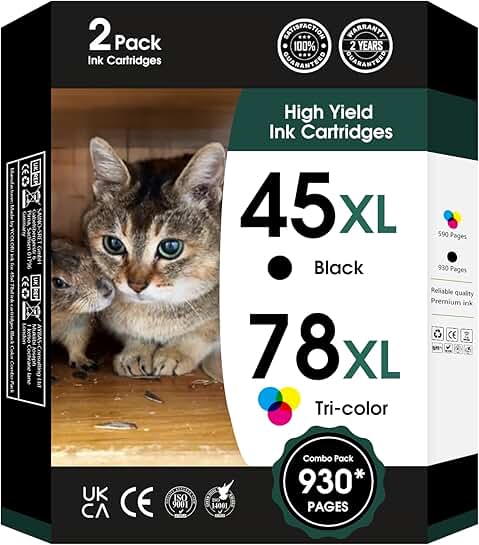 Black and color ink cartridge set for printers