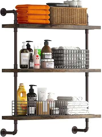 3-Tier Rustic Pipe Shelf for Kitchen and Home