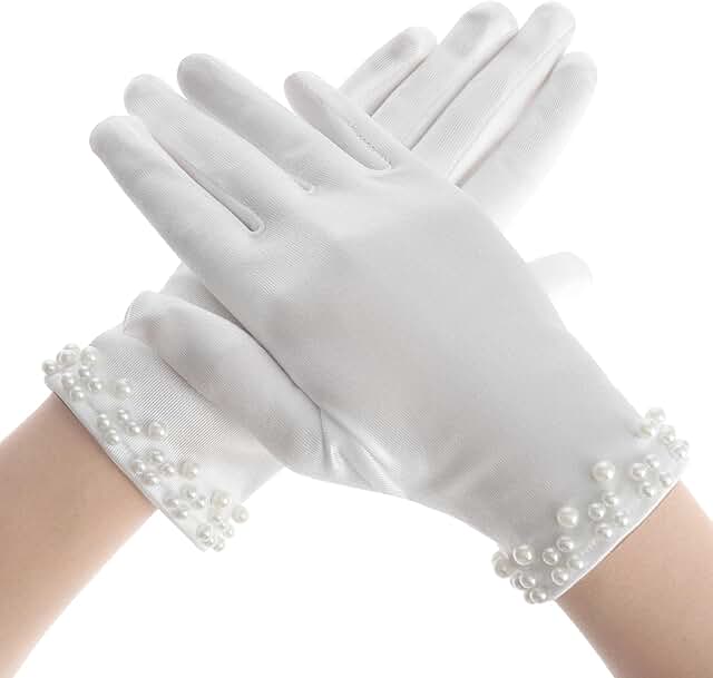White Satin Gloves for Women at Weddings and Tea Parties