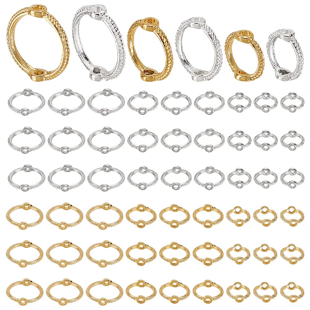 60pcs Metal Bead Frames for Jewelry Making in Gold and Silver