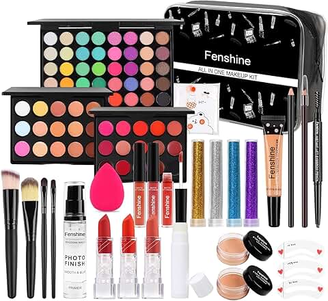 All-in-One Makeup Kit for Women with Eyeshadow, Lipstick, and Brushes