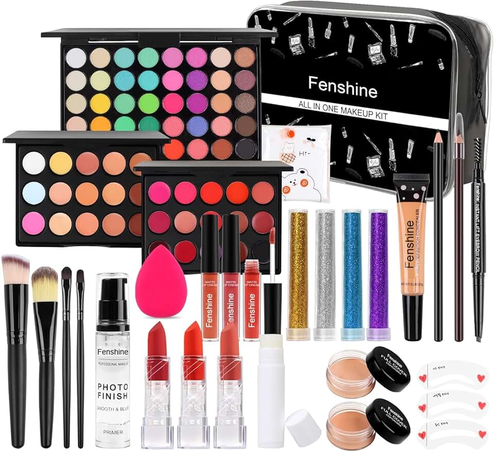 All-in-One Makeup Kit for Women with Eyeshadow, Lipstick, and Brushes