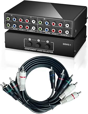 Five 6ft RCA Cables with AV Switch and Video Splitter