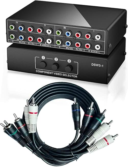 Five 6ft RCA Cables with AV Switch and Video Splitter