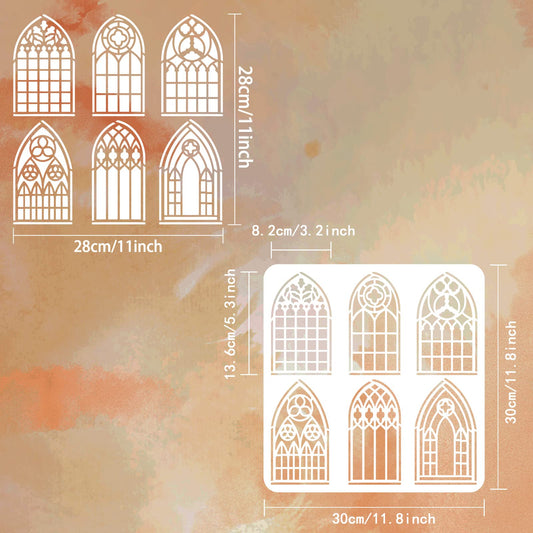 RetroArch Vintage Arch Plastic Stencil Set 11.8x11.8 inches