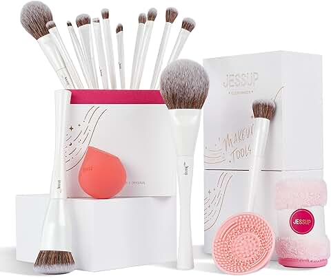 14-Piece Makeup Brush Set with Sponge and Cleaner