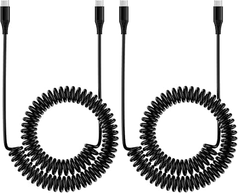 Coiled USB-C to USB-C Cable for Fast Charging