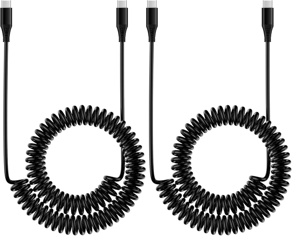 Coiled USB-C to USB-C Cable for Fast Charging