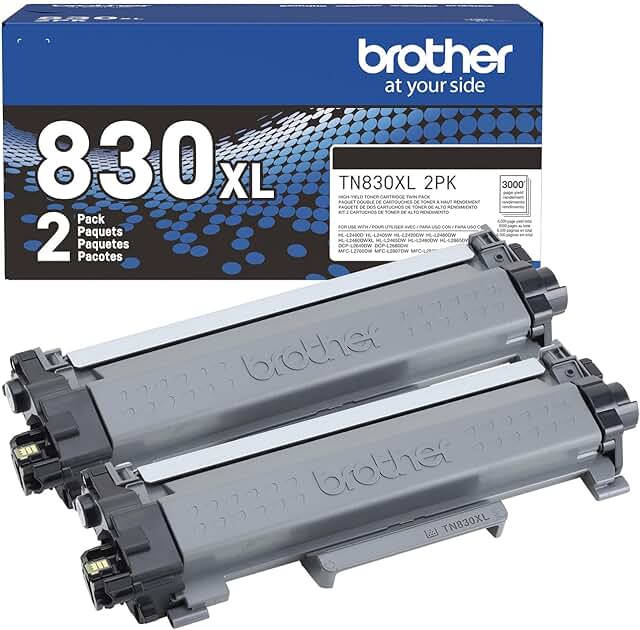Black High Yield Printer Toner Cartridge 2-Pack