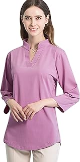 Women's 3/4 Sleeve V Neck Loose Cotton Tunic Top