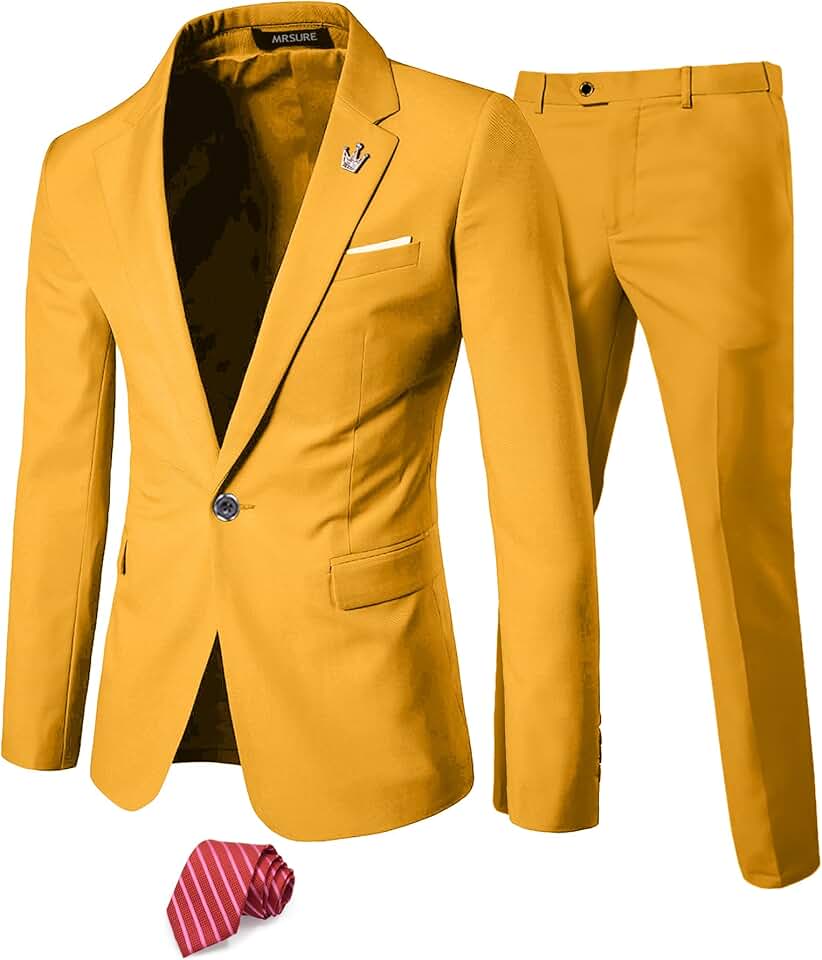 Men's Slim Fit 2-Piece Suit with Tie for Formal Events