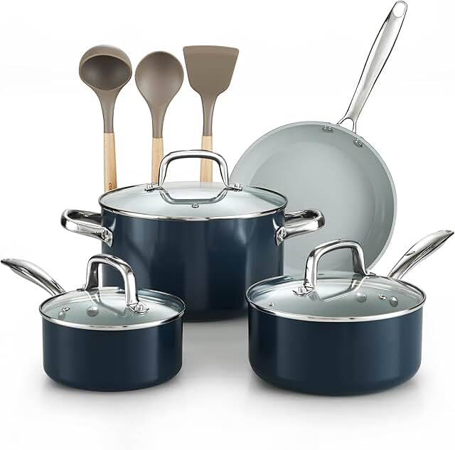 10-Piece Nonstick Cookware Set with Utensils