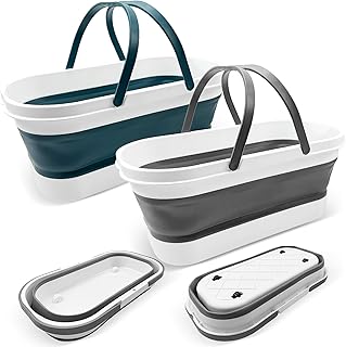 2 Pack Collapsible Plastic Buckets for Cleaning and Storage
