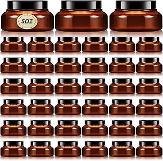 36 Amber 5 oz Wide-mouth Leakproof Plastic Jars with Lids