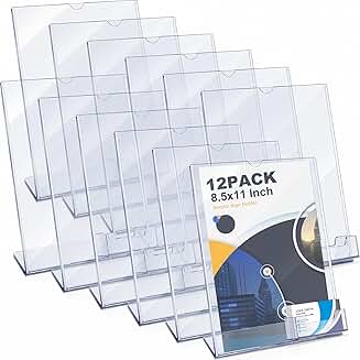 12 Pack Clear Acrylic Sign and Business Card Holders