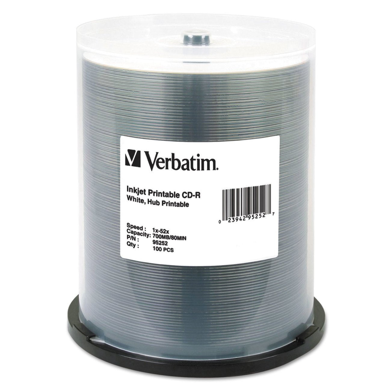 CD-R 700MB 52X White Inkjet Hub Printable Recordable Media Disc - 100pk Spindle