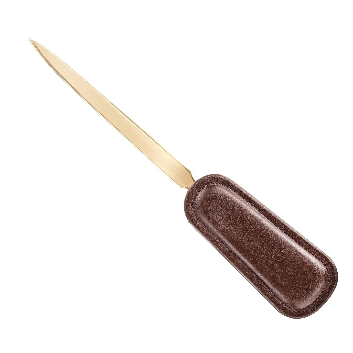 Chocolate Brown Leather Letter Opener with Gold Blade