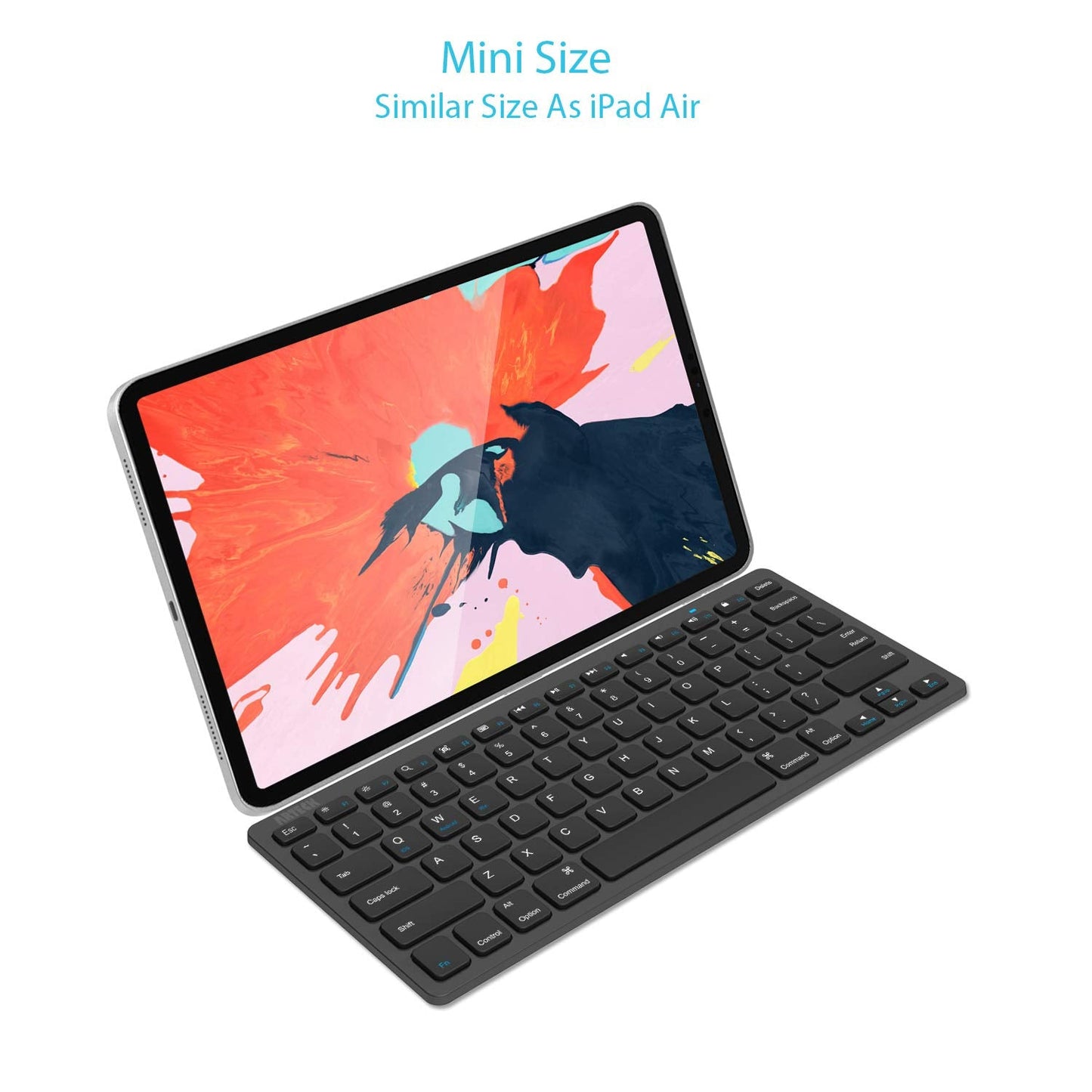 Ultra-Slim Bluetooth Keyboard Compatible with iPad 10.2-inch/iPad Air/iPad 9.7-inch/iPad Pro/iPad Mini, iPhone and Other Bluetooth Enabled Devices Including iOS, Android, Windows, Black