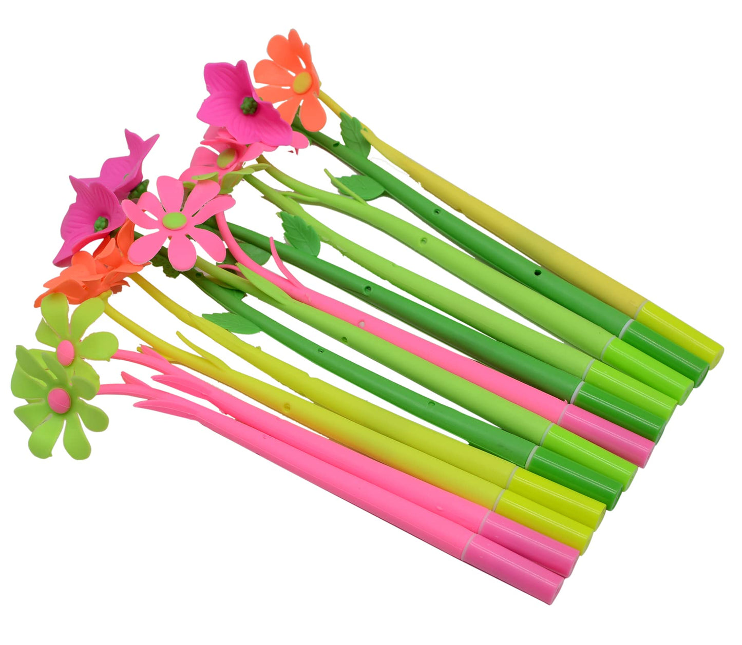 Set of 12 cute flower-shaped black ink gel pens