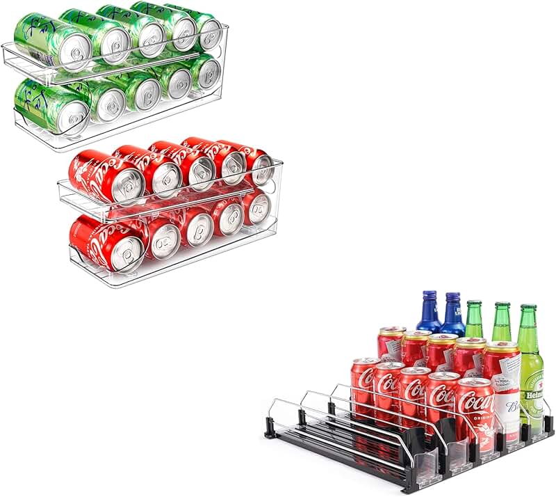 Two-Pack Rolling Soda Can Organizer for Refrigerator