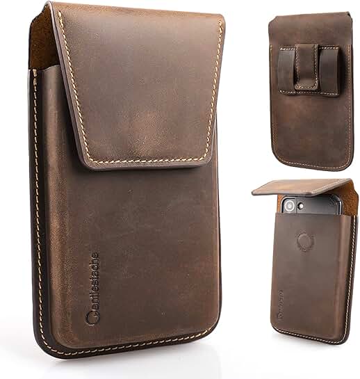 Leather Cell Phone Holster with Belt Clip for Smartphones