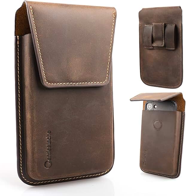 Leather Cell Phone Holster with Belt Clip for Smartphones