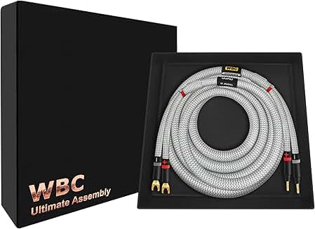 6 Foot 9 AWG OFC Audiophile Speaker Cable with Gold Banana & Spade Plugs