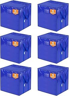 Six large zipper storage bags with handles