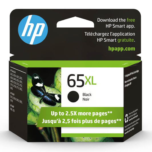 65XL black high-yield ink cartridge for compatible printers