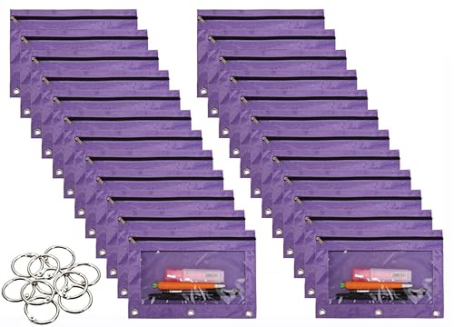24-Pack Purple 3-Ring Binder and Pencil Case Set