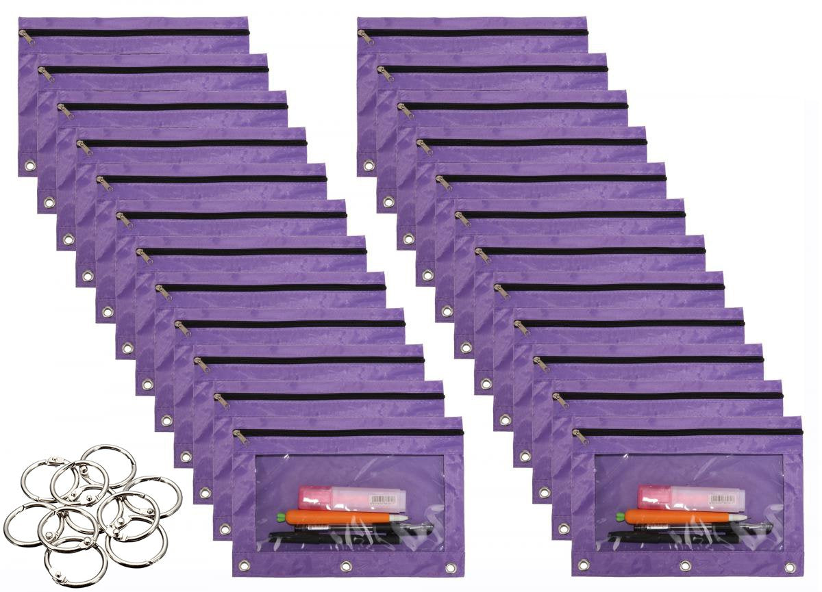 24-Pack Purple 3-Ring Binder and Pencil Case Set