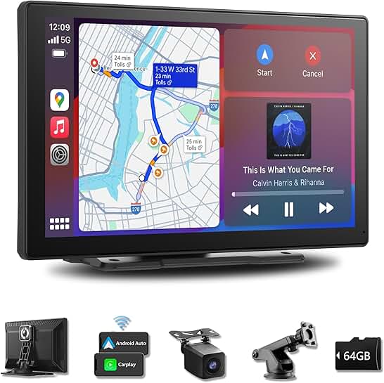 9-Inch Wireless CarPlay & Android Auto with 4K Dash Cam