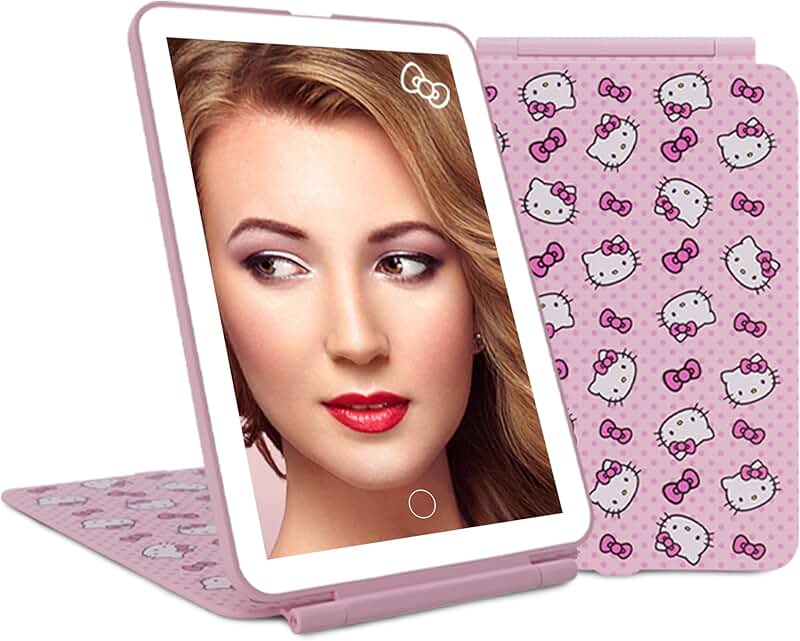 Pink Hello Kitty LED Travel Makeup Mirror with Touch Sensor