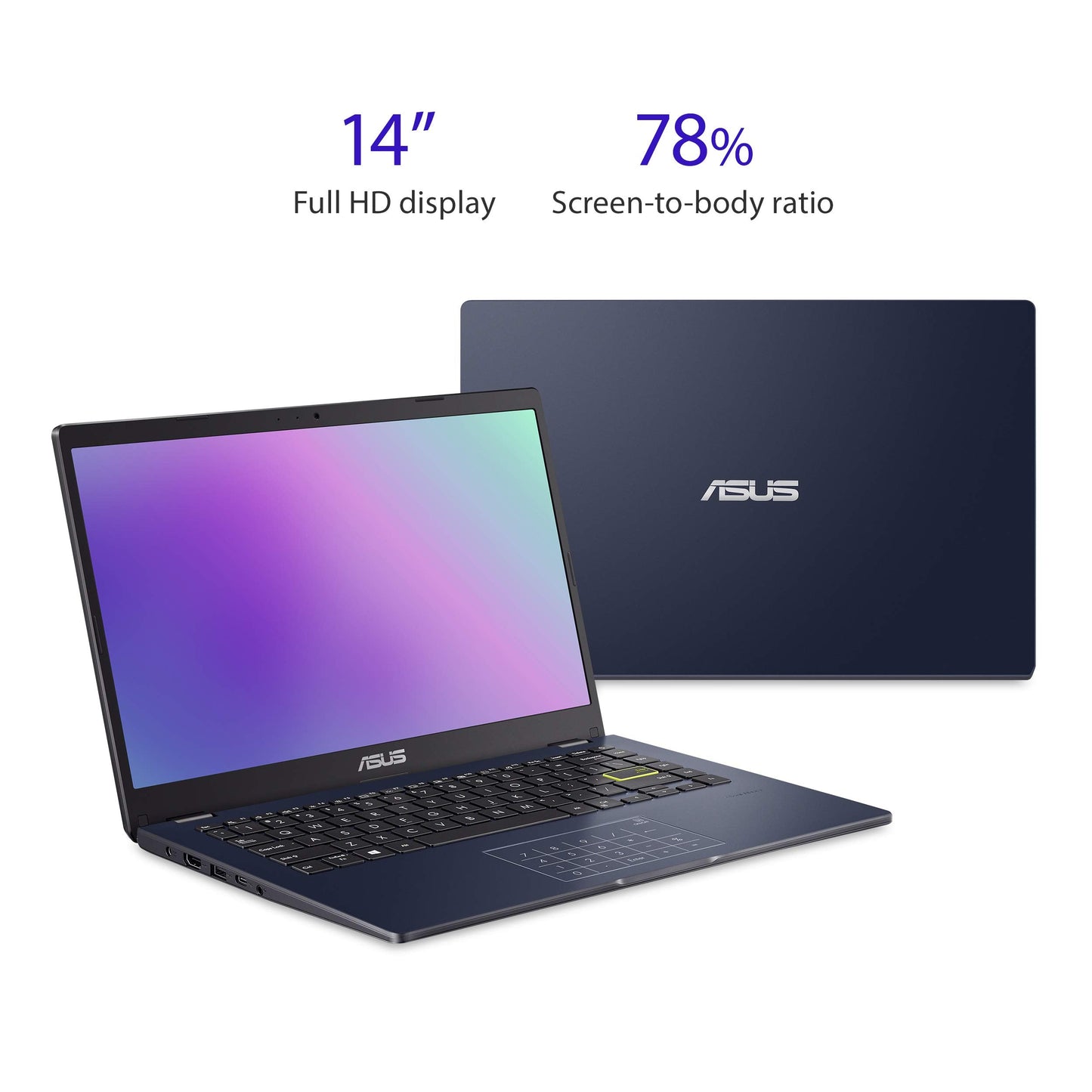 L410 MA-DB04 Ultra Thin Laptop, 14 FHD Display, Intel Celeron N4020 Processor, 4GB RAM, 128GB Storage, NumberPad, Windows 10 Home in S Mode, Star Black