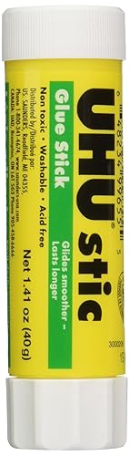 Pack of 6 clear and white glue sticks, 1.41 oz each