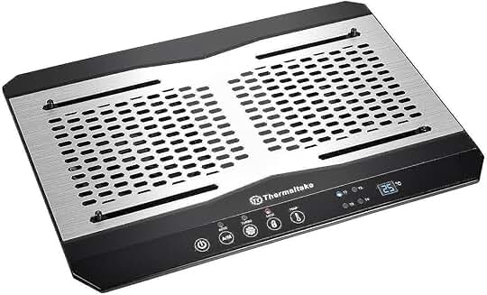 Aluminum Laptop Cooling Pad with Dual Fans and Temperature Sensor