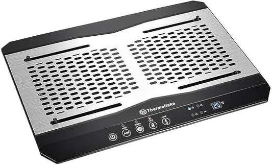 Aluminum Laptop Cooling Pad with Dual Fans and Temperature Sensor