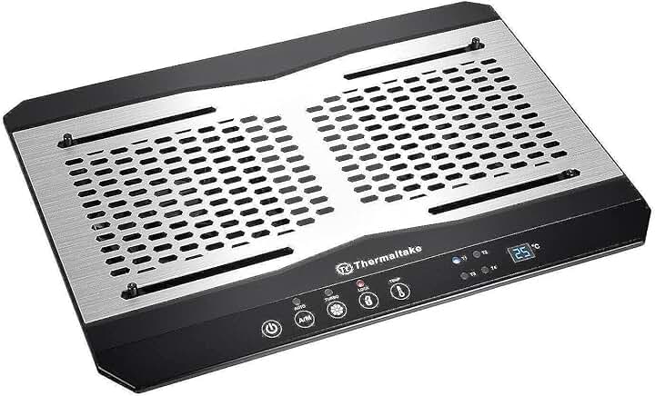 Aluminum Laptop Cooling Pad with Dual Fans and Temperature Sensor