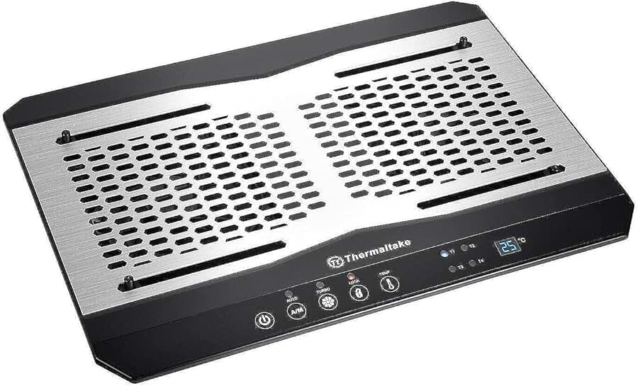 Aluminum Laptop Cooling Pad with Dual Fans and Temperature Sensor