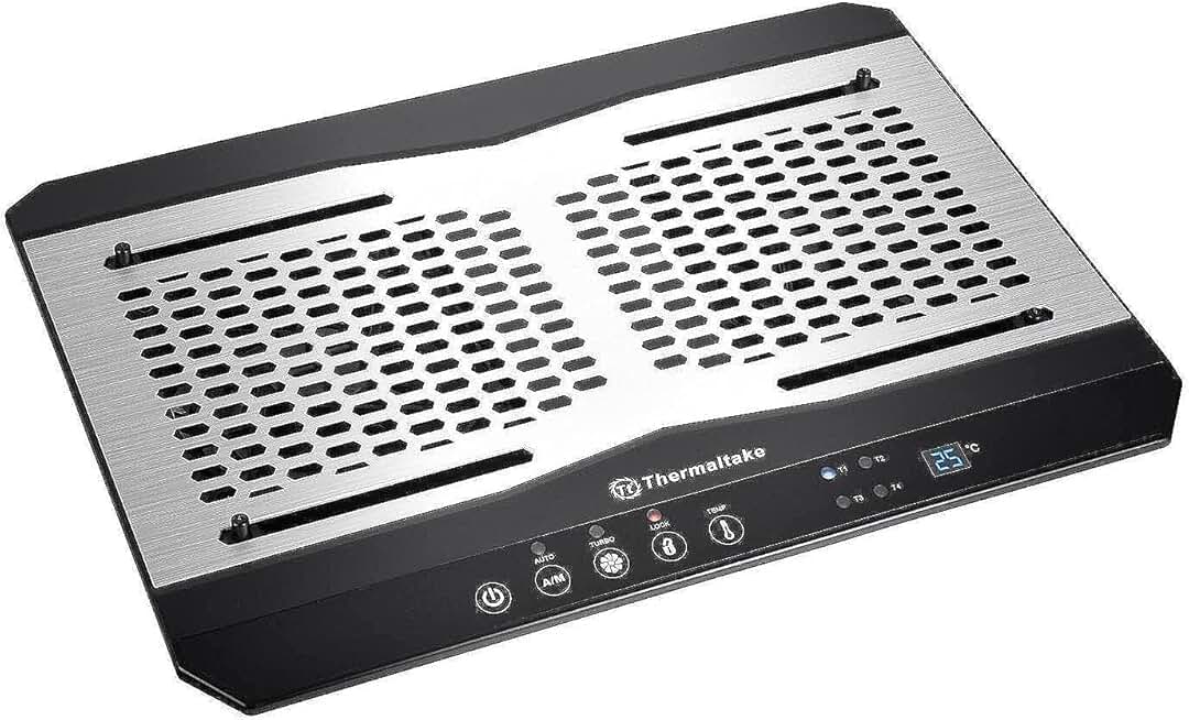 Aluminum Laptop Cooling Pad with Dual Fans and Temperature Sensor