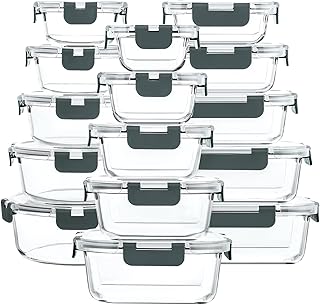 30 Glass Food Storage Containers with Snap Lock Lids